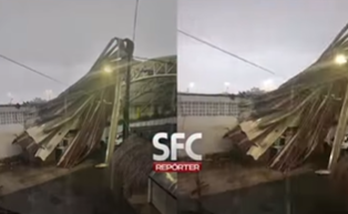 Teto do Centro de Abastecimento de São Francisco do Conde desaba, após fortes chuvas e rajadas de ventos