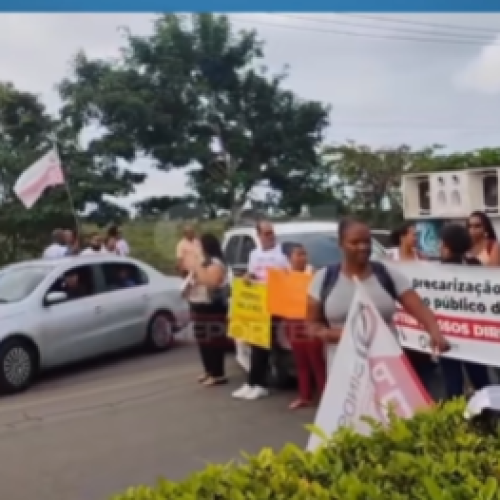 Sindsefran faz protesto na entrada da cidade cobrando prefeitura: “valorize os servidores”